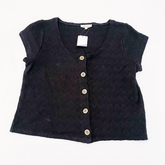Madewell Short Sleeve Button Down Sweater Top XL NWT - Picture 7 of 7